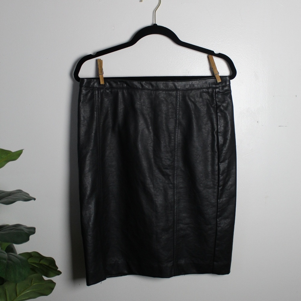 Worthington Black Faux Leather Pencil Skirt